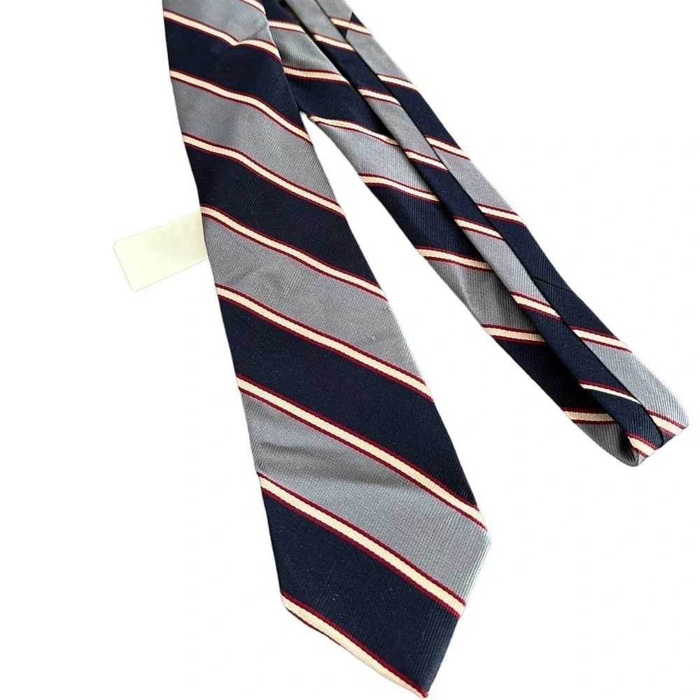 NWT Vintage Liberty of London 100% Silk Striped Necktie Tie Gray Blue New Career